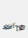 PAZZION, Solada Pointed Buckle Mule Heels, Blue