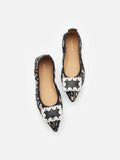 PAZZION, Stella Lace Diamante Buckle Foldable Flats, Almond