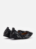 PAZZION, Stella Lace Diamante Buckle Foldable Flats, Pewter
