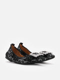 PAZZION, Stella Lace Diamante Buckle Foldable Flats, Pewter