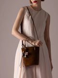 PAZZION, Stormy H Garden Suede Bucket Bag, Brown
