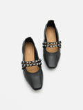 PAZZION, Sydney Studded Double Strap Flats, Black