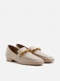 PAZZION, Tera Chained Leather Loafers, Khaki