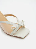PAZZION, Uira Mesh Bow Mule Heels, Beige