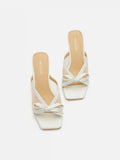 PAZZION, Uira Mesh Bow Mule Heels, Beige