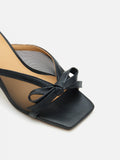 PAZZION, Uira Mesh Bow Mule Heels, Black