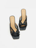 PAZZION, Uira Mesh Bow Mule Heels, Black
