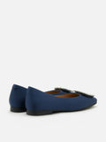 PAZZION, Ulyana Teardrop Crystal Buckle Flats, Darkblue