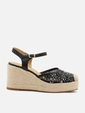 PAZZION, Varianne Crystal Embellished Wedges, Black