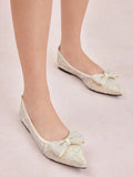 PAZZION, Vera Bow Lace Foldable Flats, Yellow
