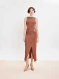 PAZZION, Viv Chain-Trimmed Pointed Leather Flats, Almond