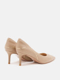 PAZZION, Viv Chain-Trimmed Pointed Leather Flats, Almond