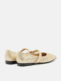 PAZZION, Vivianne Metallic Ruched Strap Flats, Gold