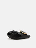 PAZZION, Vivienne Gold Buckled Pointed-Toe Flats, Black