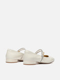 PAZZION, Wynessa Crystal & Pearl Strap Leather Mary Jane Heels, Beige