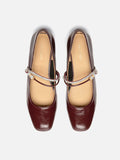 PAZZION, Wynessa Crystal & Pearl Strap Leather Mary Jane Heels, Wine