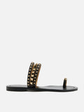 PAZZION, Wynna Studded Toe-Ring Slides, Black