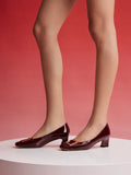 PAZZION, Yvette Buckle Square-Toe Pump Heels, Wine