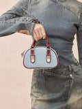 PAZZION, Yvonne Denim Top Handle Bag, Wine