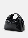 PAZZION, Zendaya Ruched Circle Handle Bag, Black