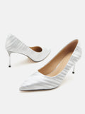 PAZZION, Zephyra Glitter Pointed Toe Heels, Silver