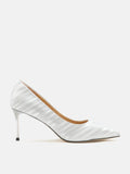 PAZZION, Zephyra Glitter Pointed Toe Heels, Silver