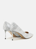PAZZION, Zephyra Glitter Pointed Toe Heels, Silver