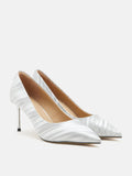 PAZZION, Zephyra Glitter Pointed Toe Heels, Silver