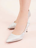 PAZZION, Zephyra Glitter Pointed Toe Heels, Silver