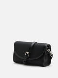 PAZZION, Zilla Leather Flap Bag, Black