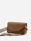 PAZZION, Zilla Leather Flap Bag, Brown