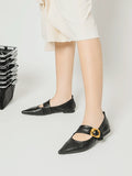 PAZZION, Zinnia Pointed Toe Flats, Black