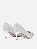 PAZZION, Zoravelle Crystal Embellished Glitter Heels, Silver