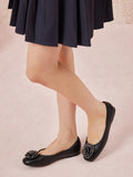 PAZZION, Zosia Zipper Rose Ballet Flats, Black
