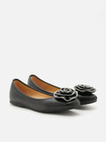 PAZZION, Zosia Zipper Rose Ballet Flats, Black