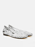 PAZZION, Aurora Glitter Weaved Flats, Silver