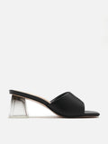 PAZZION, Blair Clear Heel Mule Sandals, Black