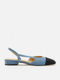 PAZZION, Blythe Denim Contrast Toe Cap Flats, Blue