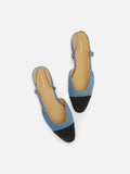 PAZZION, Blythe Denim Contrast Toe Cap Flats, Blue