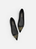 PAZZION, Catiana Studded Pointed Toe Flats, Black