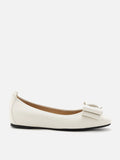 PAZZION, Cora Bow Square-Toe Covered Flats, White