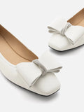 PAZZION, Cora Bow Square-Toe Covered Flats, White