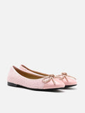 PAZZION, Daisy Tweed Toe Cap Bow Flats, Pink