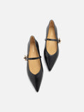 PAZZION, Davina Pointed-Toe Mary Jane Flats, Black