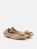 PAZZION, Esda Brass Square Toe Flats, Almond