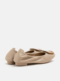 PAZZION, Esda Brass Square Toe Flats, Almond