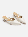 PAZZION, Felicity Strappy Pointed Toe Mules, Beige