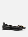 PAZZION, Gwyneth Brass Buckle Flats, Black