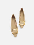 PAZZION, Gwyneth Brass Buckle Flats, Khaki