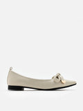 PAZZION, Lindsay Point-Toe Bow Flats, Beige